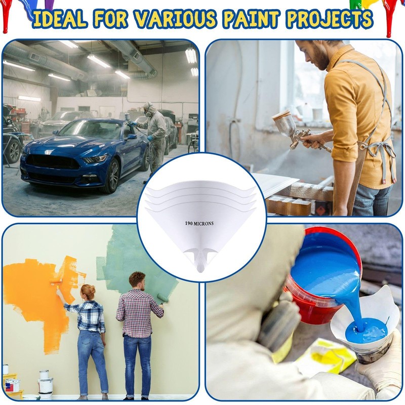 200 Pcs Paint Strainers 190 Filter Tips, Nylon Mesh Cone