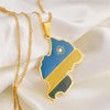 Rwanda Map Flag Pendant Necklace For Women Men African Stainless