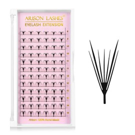Arison Lashes Anime Cusp Lashes Fans False Eyelash Premade Fan Russian Extension Volume Fluff Natural Cat Eye Lashes D Curl 0.07 Thickness 8-15mm Mix Lash Tray
