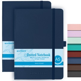 2Pack A5 Bullet Dotted Hardcover Journal Notebook, 140 Pages 120Gsm Thick Paper for School,Note Taking,Work,Diary，5.7''*8.3'',Navy