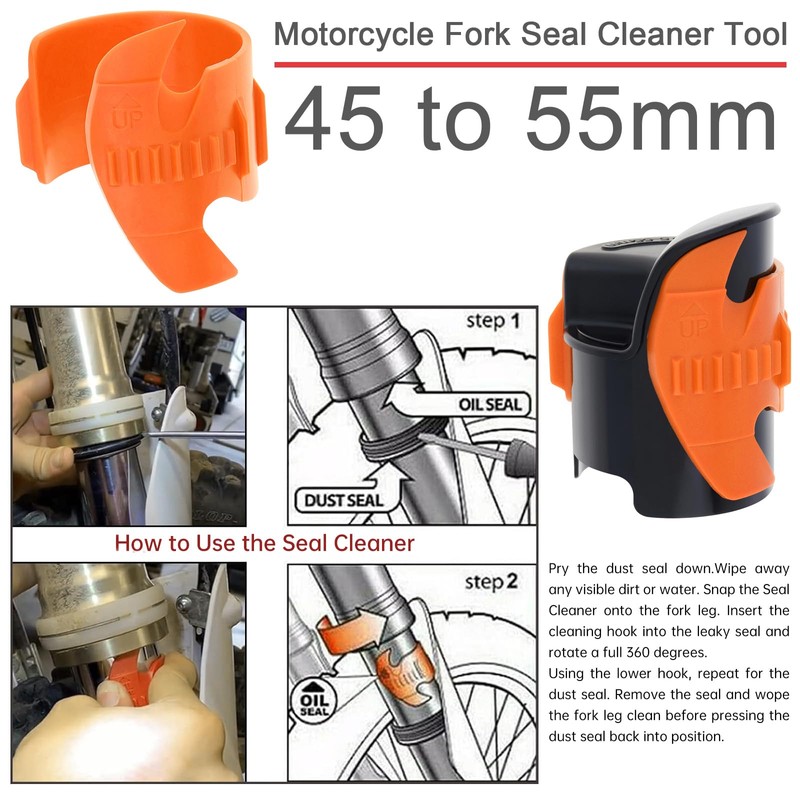 Windance Pack of 3, Motorcycle Fork Seal Saver Cleaner 45mm-55mm,Front