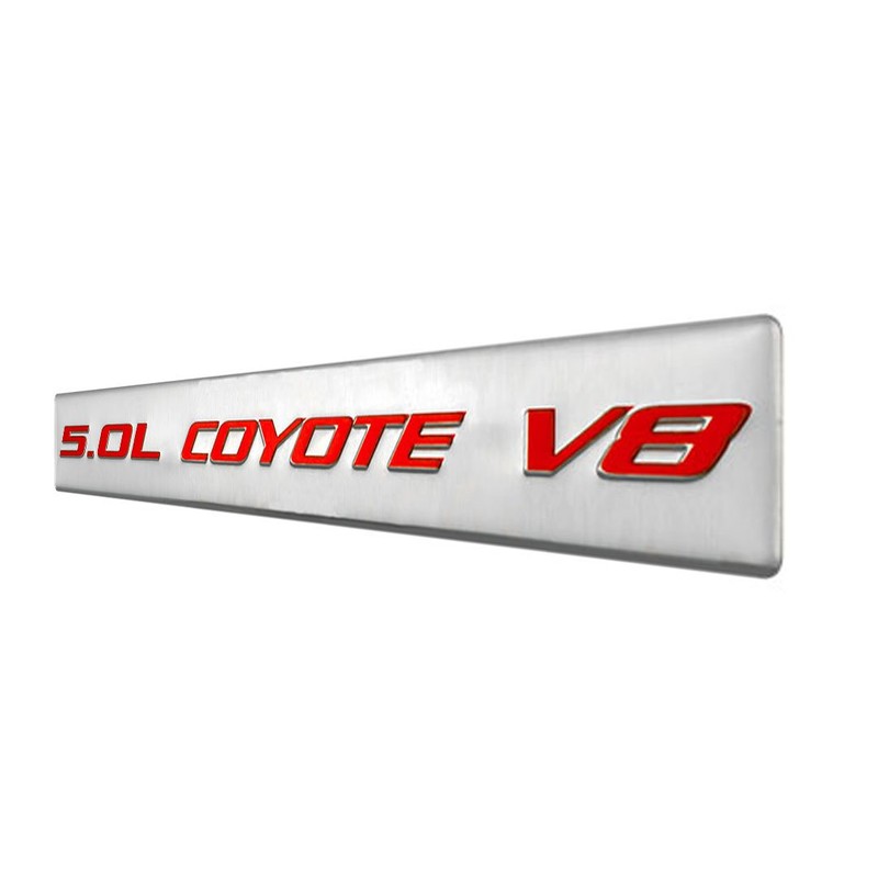 5.0L Coyote V8 RED on Silver Highly Polished Real Aluminum