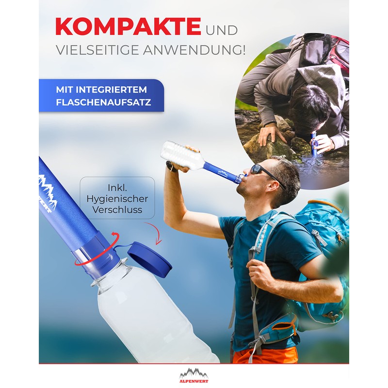 ALPENWERT Outdoor Water Filter – Drinking Water Filter for 4000