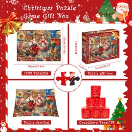 Christmas Jigsaw Puzzle Advent Calendar 2024 for Adults Kids, 1008 Pieces 24 Days Countdown Calendar Puzzles, Xmas Stocking Stuffer Christmas Vacation Advent Calendar Gift (Christmas)