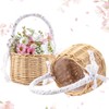 Set of 2 Wicker Rattan Flower Girl Basket for Wedding