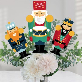 Big Dot of Happiness Christmas Nutcracker - Holiday Party Centerpiece Sticks - Table Toppers - Set of 15