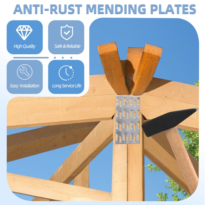 60 Pack 4"x2" Pronged Truss Plates with 8mm Nail Teeth,