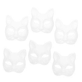 PACKOVE 6Pcs Blank DIY Paper Masks for Cosplay Masquerade Parties Unpainted Fox Cat Designs for Creative Crafting Special Events