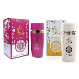 2 Pack SARAH CANDY & SARAH WHITE Perfume Set for Women - Floral Fragrance Gift Set with Vanilla, Sandalwood, Musk & Jasmine, Vanilla, Sweet Bergamot 3.4 Fl Oz Each Eau De Parfume for Daily Use