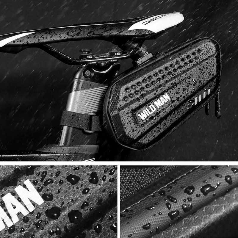 WILD MAN 1.2L Cycling Waterproof Hard Shell Bike Saddle Bag