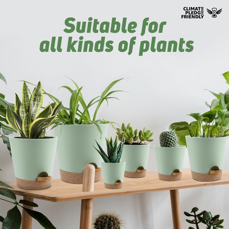 YNNICO Indoor Self Watering Planters with Drainage Holes and Saucers,