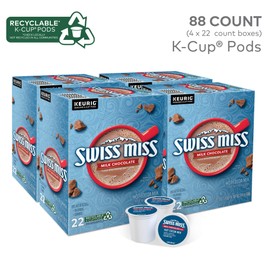 Swiss Miss Milk Chocolate Hot Cocoa, Keurig Single-Serve K-Cup Pods, 88 Count (4 Packs of 22)