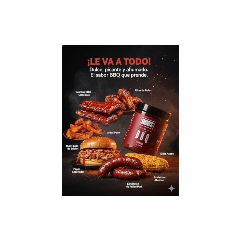 ROBS by Robegrill Sazonador BBQ Picante, Condimento Natural para Asados,