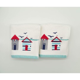 Pack of 2 Luxury Beach Hut & Birds Hand Towels