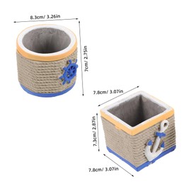 Gatuida 2 Pcs Cement Flower Pots Stylish Desktop Planters for Home Office Compact Ocean Cactus Holder Modern Decor Vase for Succulents Design for Spaces