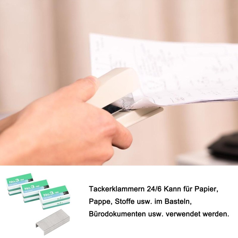 6000 Stück Heftklammern 24/6，Geeignet für Bürohefter und Tischhefter
