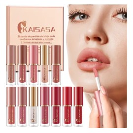 Set De Labiales Líquidos Mate Kaisasa con 12 Colores de Larga Duración