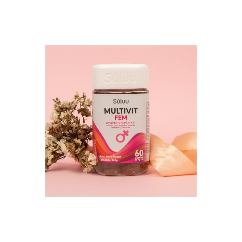 Súluu Multivit Fem Multivitamínico Mujeres Womens Multivitamin Gomitas Sabor Fresa