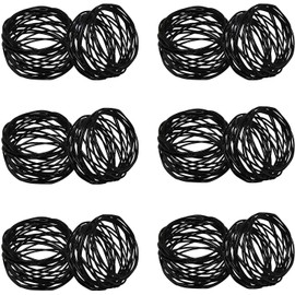 Kimona Handmade Decorations Black Napkin Rings Set of 12 Metal Mesh for Weddings Dinner Parties or Every Day Use (Black, 12)