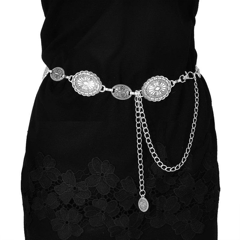 Eigso Boho Lapse Concho Chain Waist Belt for Women Cowgirl