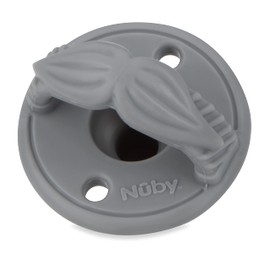 Nuby 3-D Sili Soother Pacifiers with Soft Handle and Two Safety Air Holes, 2 Pack, 0+ Months, Blue Spaceship and Gray Mustache