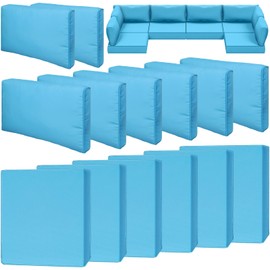 Cethytirko 14 Piece Outdoor Patio Waterproof Cushion Covers, Fits 6-Seat Wicker Rattan Sectional Couch Chair Furniture Cover Replacement Set - Fade-Resistant Patio Cushion Covers with Zipper