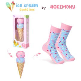 AGRIMONY Funny Doughnut Ice Socks Box - Funny Colourful Cool Gifts for Women Ladies Teenager Girls Mum - Funny Mother's Day Gift Easter Christmas Gift Ideas - Socks with Motif, IceCream-C