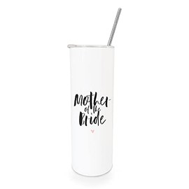 The Cotton & Canvas Co. Mother of the Bride Vacuum Insulated Stainless Steel Wedding Tumbler with Metal Straw, Bridal Party Proposal Box, Bride's Mom Gift (20 Ounce)