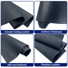 Muse Craft Flawless 12''X11.5'' 4-5oz Dark Blue Cow Leather Litchi Togo Leather Pieces Square Cowhide Tooling Leather|Import A Grade Tooling Leather Hide