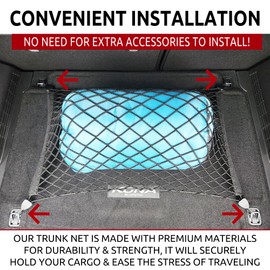 Floor Style Automotive Elastic Trunk Mesh Cargo Net for Hyundai Kona SE SEL N Line 2018-2025 - Premium Trunk Organizers and Storage - Luggage Net for Crossover - Best Car Organizer for Hyundai Kona