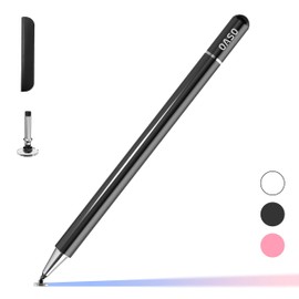 Capacitive Disc Tip Stylus Pen and Magnetic Cap Compatible with All Touch Screens (Black)