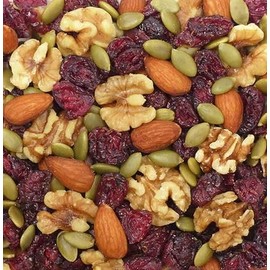 Omega 3 Nut Trail Mix: Cranberries, Almonds, Walnuts & Pumpkin Seeds, Snacking Snack Food Treat, Nice 7oz Bag, 2 Pack