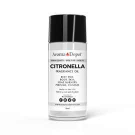 Citronella 30ml. Fragrance Oil I Perfume I Skin Oil I Scented Oil. DIY Projects Such as Candles, Bath Bombs, Body Butters, Creams & Lotions. Few Drops in The Diffuser, Burners, or Warmers.