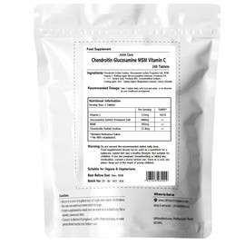 UKHealthHouse Glucosamine & Chondroitin High Strength Tablets | Glucosamine Complex with Chondroitin, MSM & Vitamin C 240 Tablets Combination Supplements for Bones