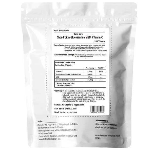 UKHealthHouse Glucosamine & Chondroitin High Strength Tablets | Glucosamine Complex