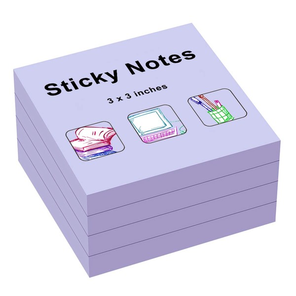 ZCZN Light Purple Sticky Notes, 3 x 3 in, 100