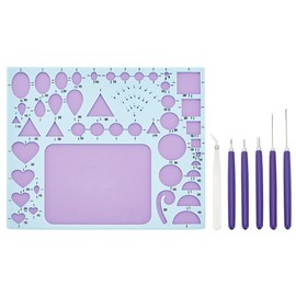 WEBEEDY 7 PCS Paper Quilling Tools Kit for Adult Beginners Slotted Quilling Tool Set with Geometry Ruler,Slotted Pens and Tweezer Different Sizes Paper Quilling Accessory DIY Paper Craft Tool