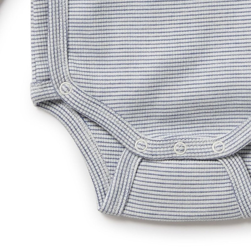 Wilson & Frenchy Organic Stripe Rib Wrap Bodysuit - Rain