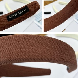 scicent Wide Headbands for Women Soft Head Band Fashion No Slip Hairbands Hair Accessories 3 Pieces (Black, Beige, Dark Coffee) - 08