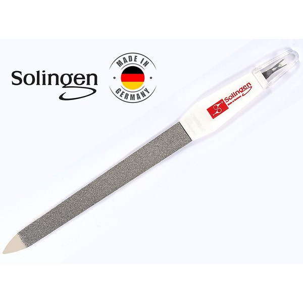 Solingen Professional Nail File - Cuticle Trimmer/Remover | Manicure & Pedicure Tool | 2 in 1 Tool for Your Hand & Foot Fingenails Care | 2 Sided Sapphire Files & Sharp Dead Skin Cutter