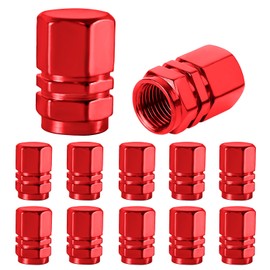 Wogomz 12 PCS Car Tire Valve Stem Caps, Corrosion Resistant Aluminum Tire Air Caps, Dustproof & Leakproof Vehicle Stem Covers, Universal for Car, SUV, Bike, Truck and Motorcycle(Red)