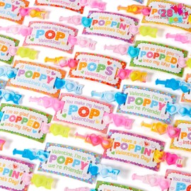 JOYIN 28 PCS Valentines Day Gifts for Kids, Valentines Cards with Heart Pop Bubble Bracelets, Stress Relief Fidget Toys for Girls Boys Toddler Valentines Classroom School Exchange Gifts Party Favor