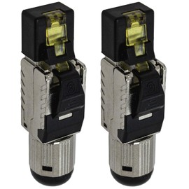 Lumonic 2 x Network Connectors RJ45 Metal Plug Toolless with Strain Relief and Gold-Plated Contacts I Crimping Connector for CAT6 CAT7 CAT8.1 Network L