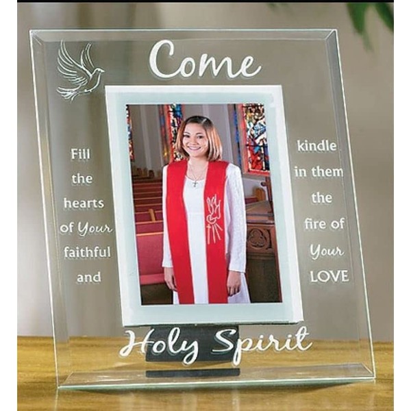 Come Holy Spirit Confirmation Tabletop Glass Picture Frame with Word