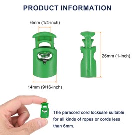 sourcing map 20pcs Plastic Cord Locks Single Hole Spring Toggle Stopper Clip Elastic Clasp Lock Fastener for Drawstring, Paracord, Bags, Clothing, Gloves String Lock Replacement, Green