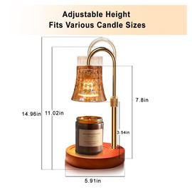Candle Warmer Lamp with Timer, Dimmable Cute CandleWarming Lamp,Height Adjustable Candle Melter Lamps for Jar Candles,Flameless,Birthday Gifts,Vintage House Home Decor