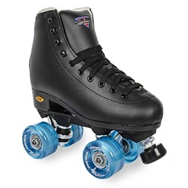 Sure-Grip Fame Outdoor Roller Skates 78A Outdoor Wheels (Mens 9 / Womens 10, Black / Blue)