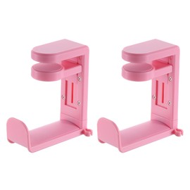 HARFINGTON 2pcs Headphone Stand Holder 360 Degree Adjustable Clamp Desk Hook Clamp 0.39"-1.65" Clamping Range PC Gaming Headset Stand for Headphone Earphone, Pink