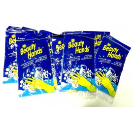 Beauty Hands 6 Pair Latex Dish Washing Chemical Resistant Gloves - Large