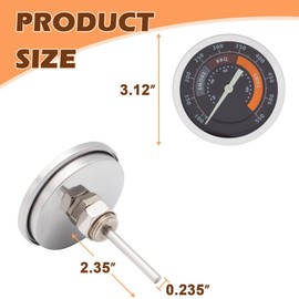 MOASKER Grill Temperature Gauge for Oklahoma Joe's Smoker, 3695528R06, Stainless Steel BBQ Thermometer Accessories for Most 13/16-inch Opening Gasgrill or Smoker, 550F, Silver